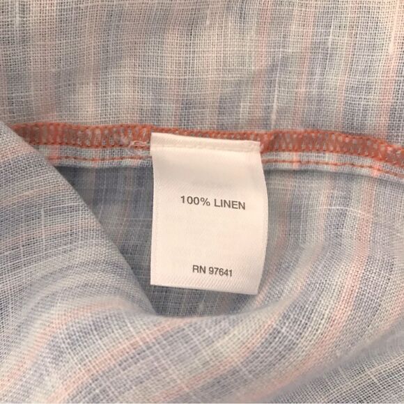 J. Jill Love Linen Multicolored Striped Floral Linen Popover Blouse - Picture 14 of 15